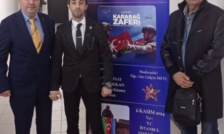 Genel Başkanımız Ahmet Ortatepe ve Yik üyemiz Necdet Ertuğrulunda katıldığı ,Şehitlerin Rahmetle,Gazilerin şükranla anıldığı ,Karabağ zaferinin 4. Yıl dönümü ,”Zafer Günü” Konferansı